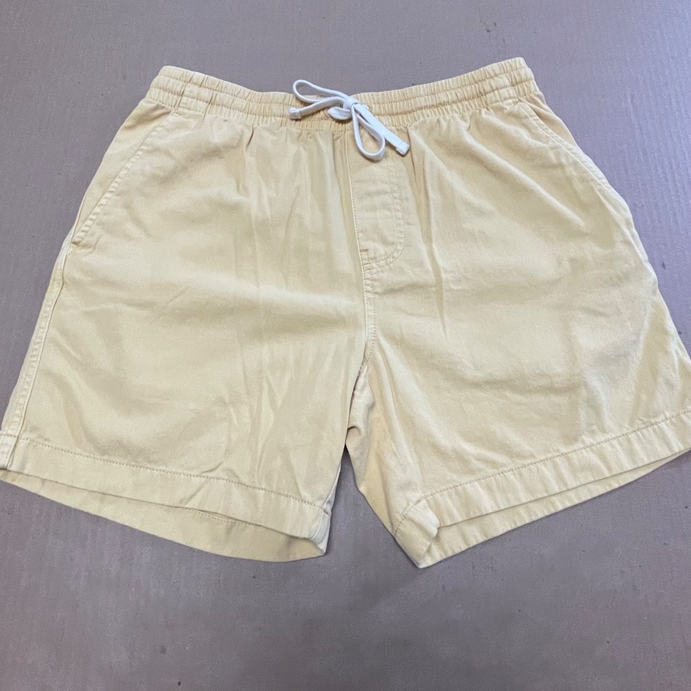 J.Crew 6" Stretch Chino Dock Shorts Men's Medium Yellow Drawstring Elastic Waist